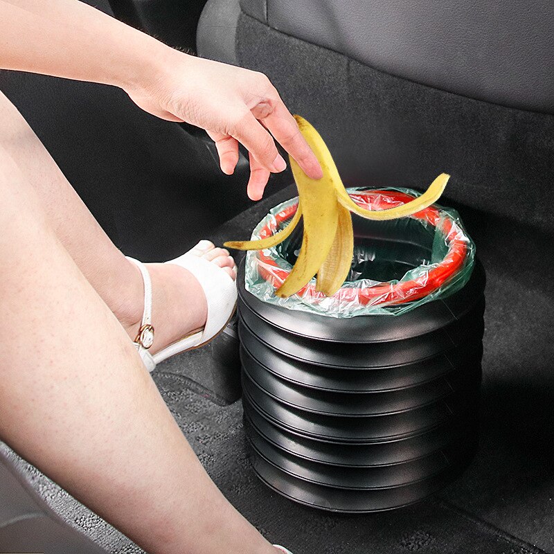 Cubos de basura multifunción para coche, cubo telescópico de 4L, Cubo de almacenamiento de plástico para basura
