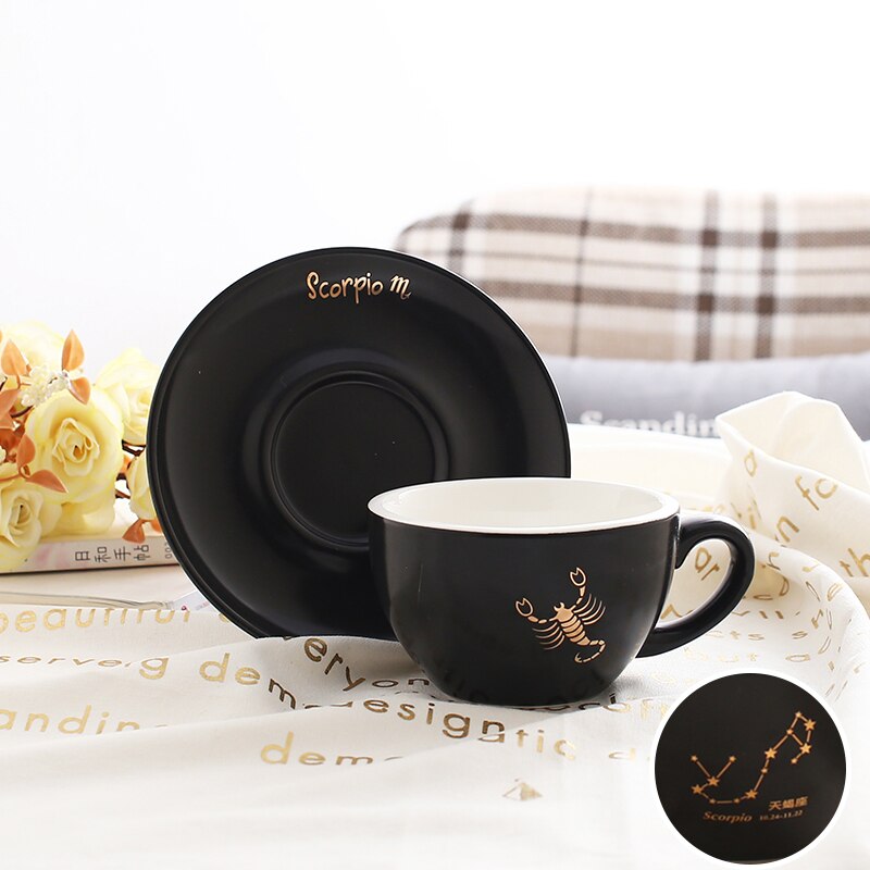 Black Ceramic Coffee Cup and Saucer Set Luxury Cappuccino Coffee Cup Set Filizanki Do Kawy Mug BD50CS: style9