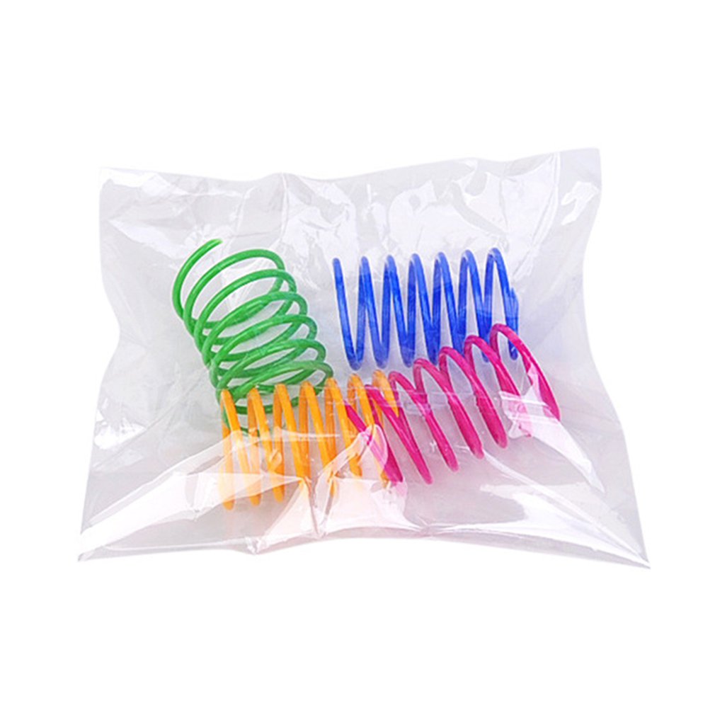4 pièces en plastique ressort chat jouet coloré bobine spirale ressorts animal de compagnie Action large Durable interactif jouet accessoire pour animaux de compagnie
