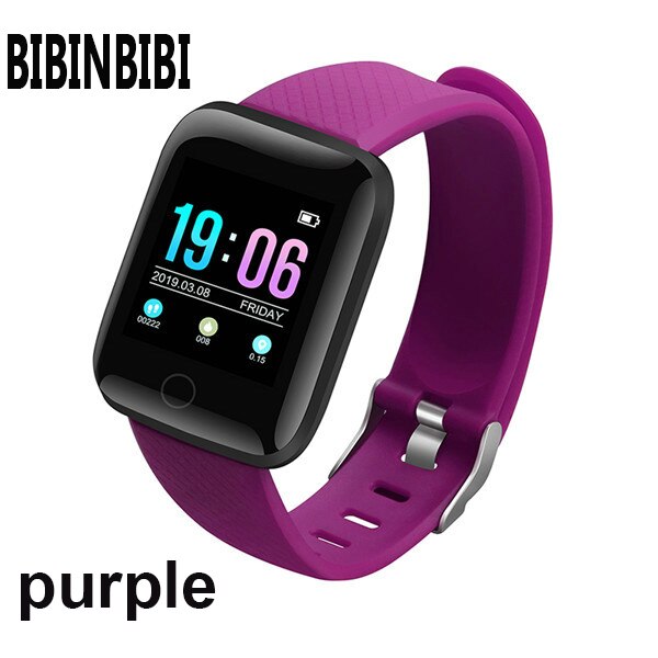 montres numériques hommes ou femmes montre intelligente pression artérielle étanche moniteur de fréquence cardiaque Fitness Tracker Sport fitness montre: Pourpre