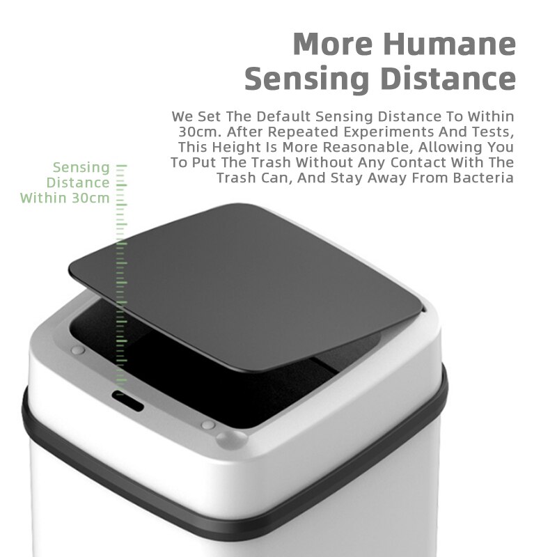 Smart Induction Trash Can Wireless Sensor Automatic Waste Trash Bin Large Capacity Infrared Sensor Storage Organiser with Cover