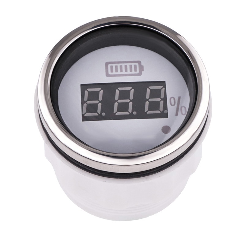 Boat Battery Charge Level Indicator Waterproof Battery Capacity Meter LED Display 0~100% With Alarm Red Backlight For Car Marine