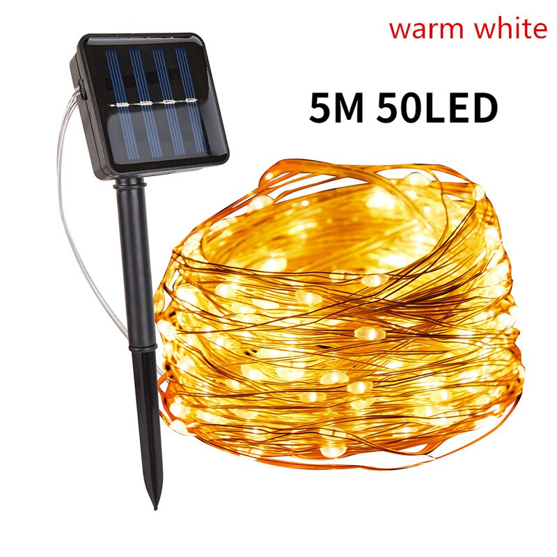Solar--LED-Licht draussen Solar- angetrieben Scheinwerfer in-Boden Wasserdichte Landschaft Solar- Licht Garten Dekoration draussen Solar- Lampe: warm Weiß 5M 50LED