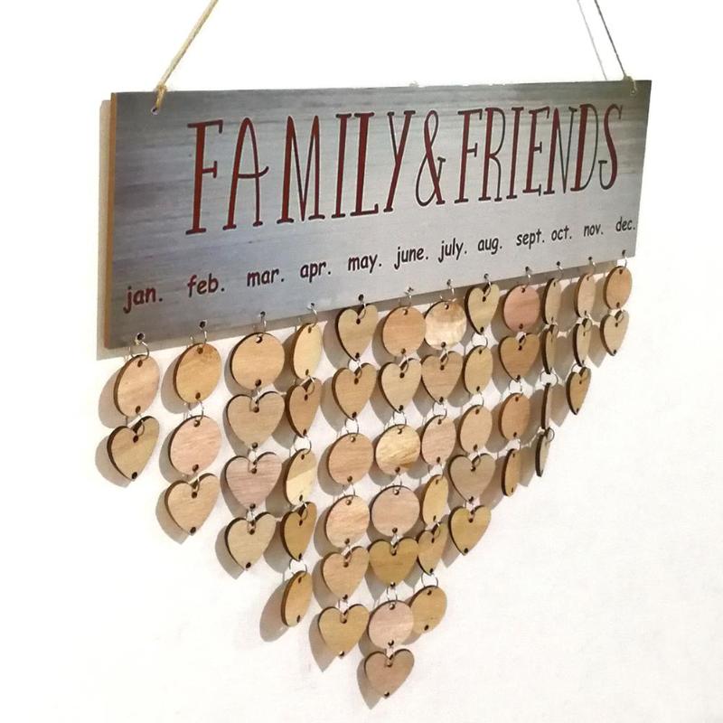 DIY Wooden Hanging Calendar ​Wall Calendar Sign Birthday Reminder Board Family Date Planner Sign Home Hanging Decor