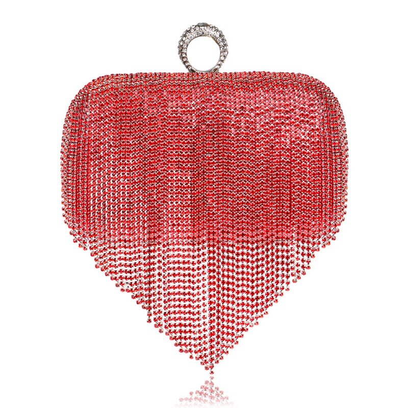 Women Bag Rhinestone Shiny Fringed Clutch Bag Handbag Night Party Purse Evening Party Wedding Handbag Shoulder Bag Bridal