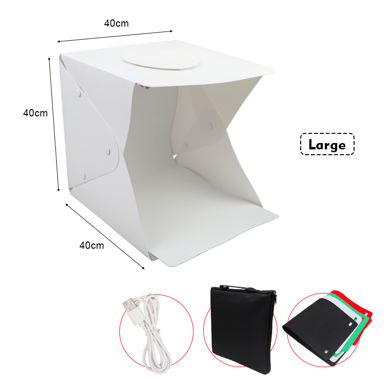 2 LED Folding Lightbox 40*40 Portable Photography Photo Studio Softbox Adjustable Brightness Light Box For DSLR Camera