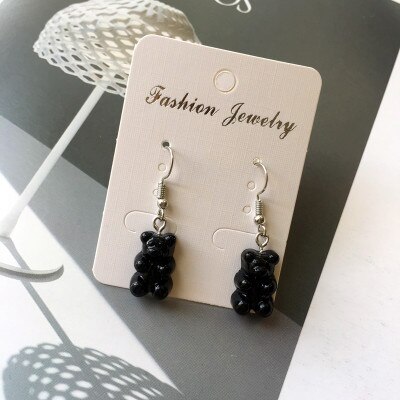 Boucles d'oreilles ours gommeux mignon Mini minimalisme dessin animé femelle oreille crochets Danglers bijoux: E