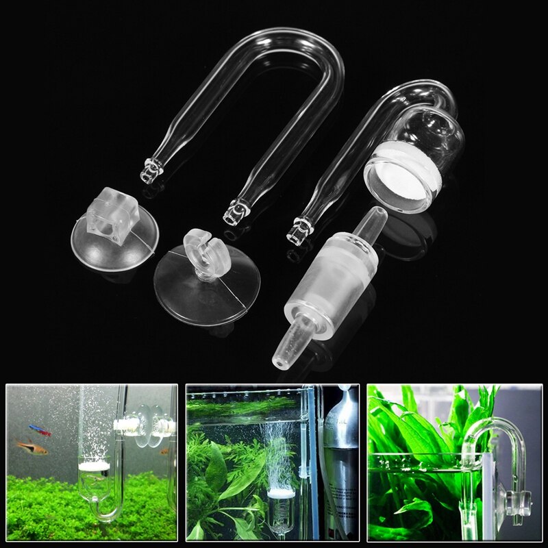 1 Set Aquarium CO2 System Diffuser Check Valve U Shaped Glass Tube Bend Accessory DIY Diffusion Parts Regulator Suction Cup