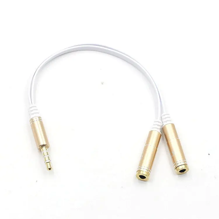 3.5 One Point Two Earphone Microphone Audio Cable Audio Splitter One for Two Couple Line Earphone Adapter Cable: Gold