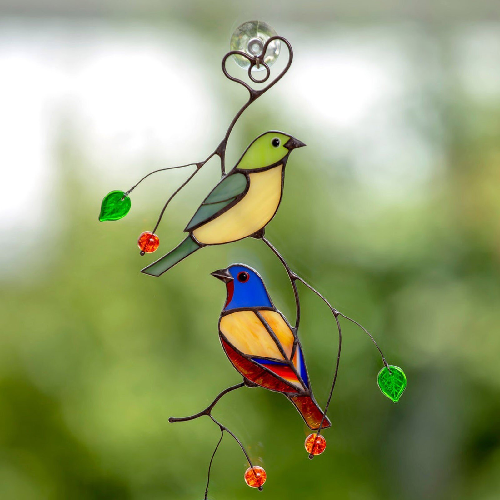 Mini Stained Bird Glass Window Hangings Acrylic Wall Hanging Birds Decor Room Accessories Scandinavian Ornaments Decor D16