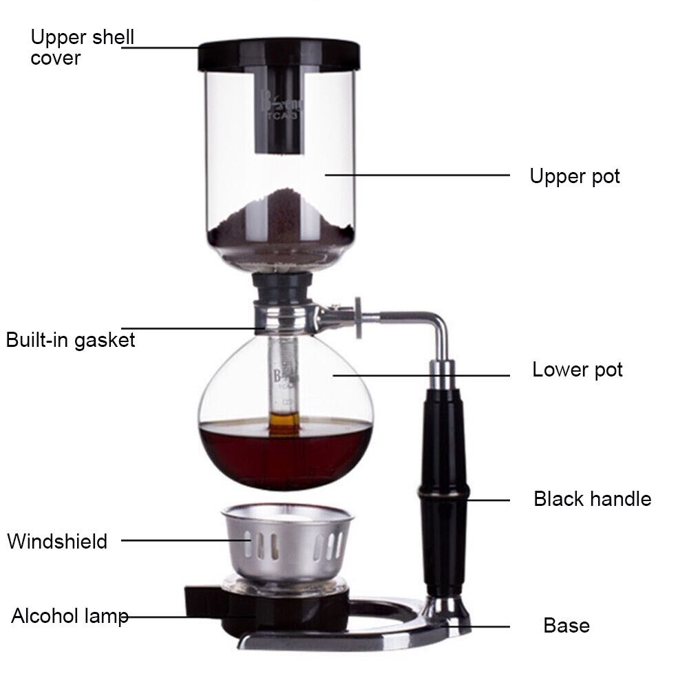 Cafetera sifón de vidrio para el hogar, máquina de café Manual con filtro DIY, 300/500ml