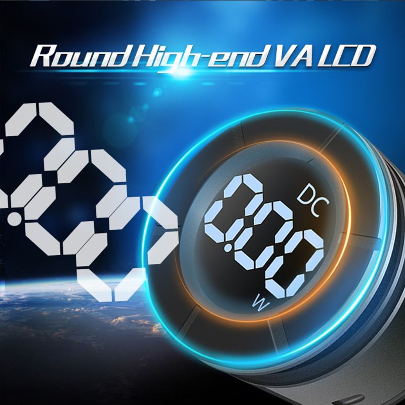 Round LCD Power Meter Digital Wattmeter DC Voltage Reverse Protection 8-300V 30KW PZEM-019W With 100A Shunt