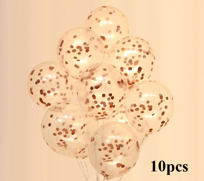 10pcs/lot Clear Balloons Gold Star Foil Confetti Transparent Balloons Happy Birthday Baby Shower Wedding Party Decorations: rose gold