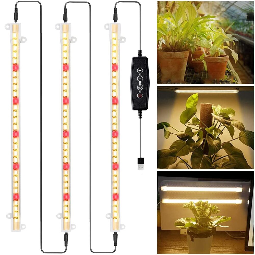 3500K Volledige Spectrum Zonlicht Led Grow Light Strips Auto On/Off Timing 4/8/12 Uur plant Groeien Lamp Indoor Zaailingen Phytolamp: USB 3 Strips