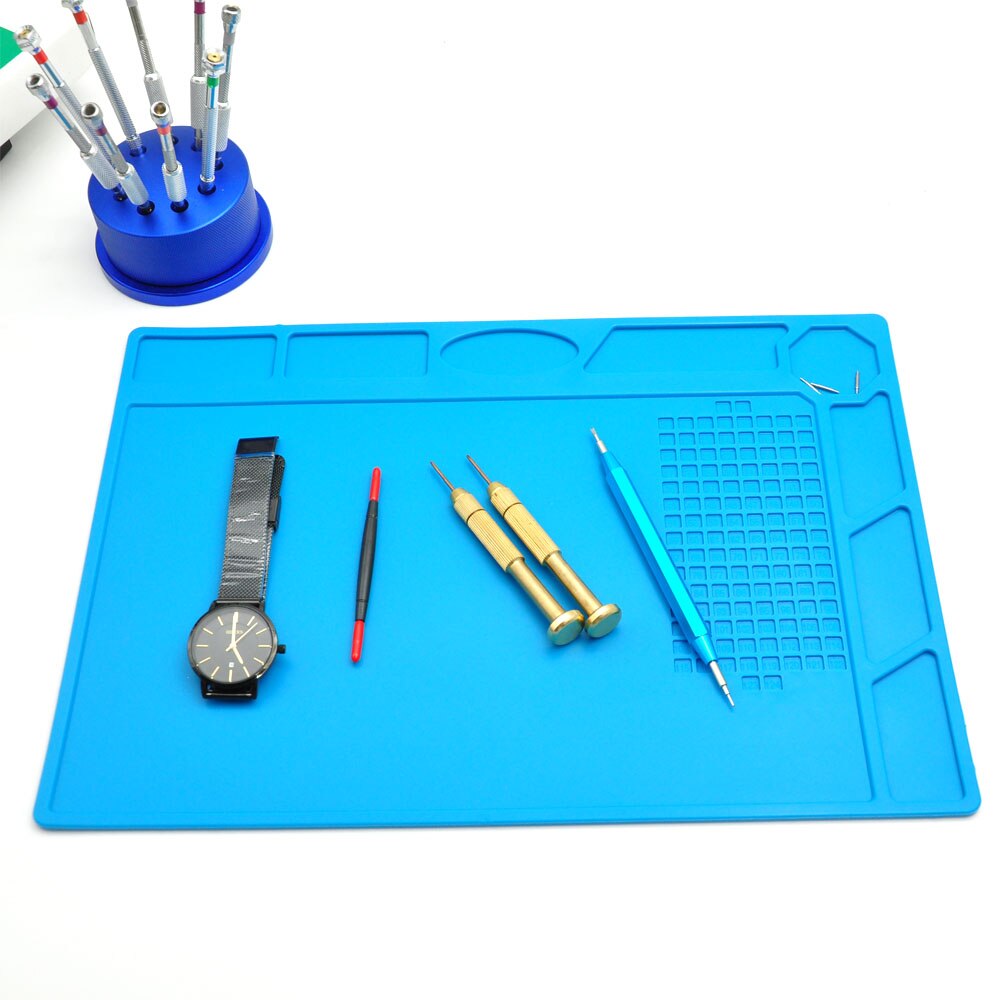 Blauw Siliconen Horloge Reparatie Pad, non-Slip Zachte 32*24 Cm Zacht Reparatie Mat Kussen Gereedschap Voor Horlogemakers