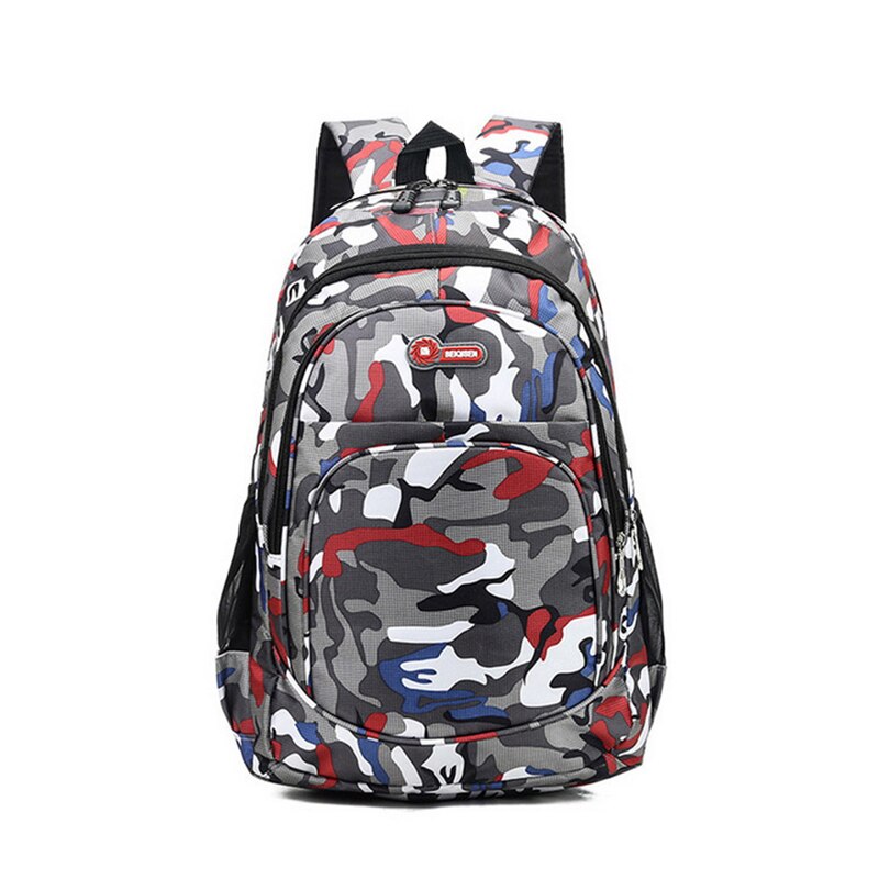 2 Sizes Camouflage Waterproof School Bags For Girls Boys Orthopedic Children Backpack Kids Book Bag Mochila Escolar Schoolbag: Red small-1