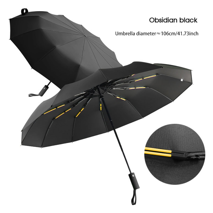 Umbrella Large Automatic Umbrella 24 Bone Men's Double Strong Wind resistant Sunscreen and UV resistant Women's Dual purpose Sun: black