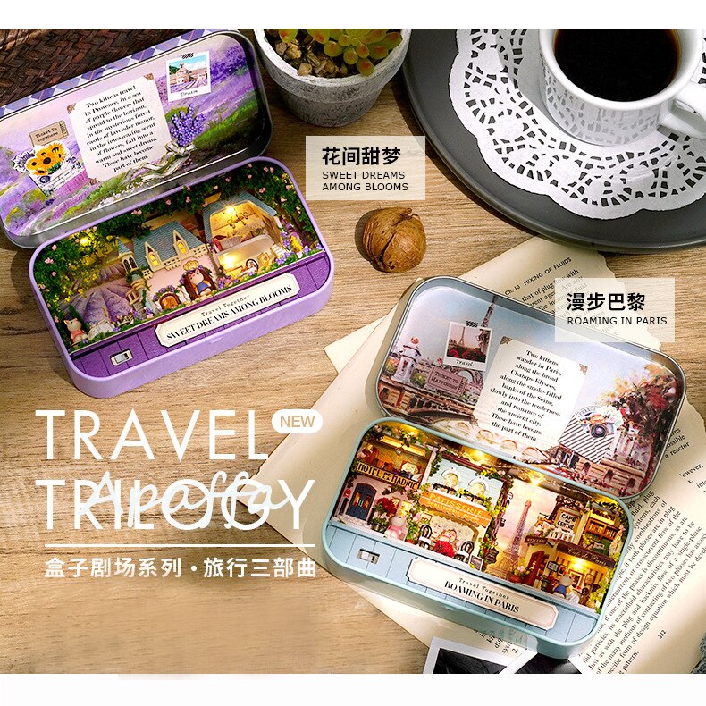 CUTE ROOM Doll House Furnitures Box Theatre DIY Model Miniatures Wooden Dollhouse Toys For Children Countryside Notes