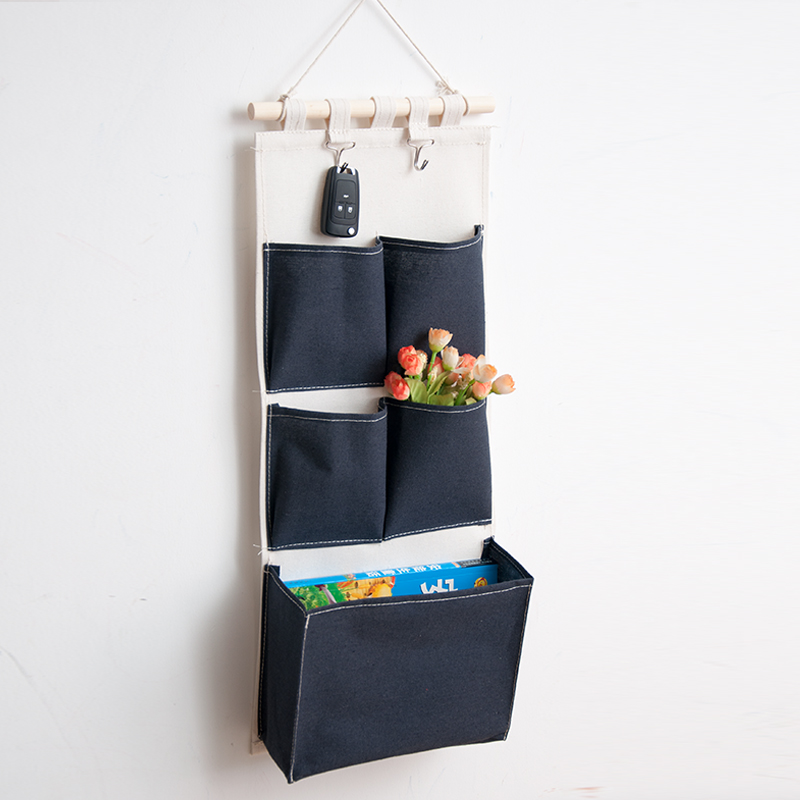 Bolsa de almacenamiento montada en la pared, organizador colgante de 6 bolsillos para guardar artículos diversos, juguetes y cosméticos