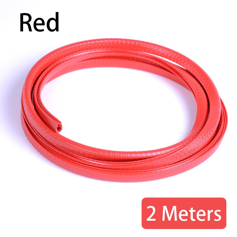 SRIMXS-tira anticolisión para puerta de coche, accesorio con disco de acero, embellecedor de parachoques, borde Protector contra arañazos, sellado, estilo, 2/5M: 2M RED