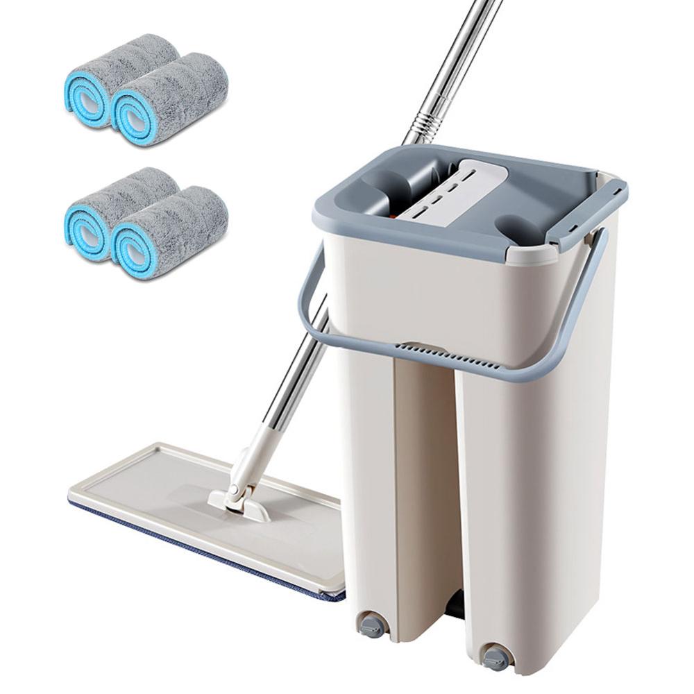 2 in 1 platte knijp automatische dweil emmer vermijd handwas vloerreiniger magische dweil spin zelfreinigende luie dweil huishoudgereedschap: 4 stuks dweildoek