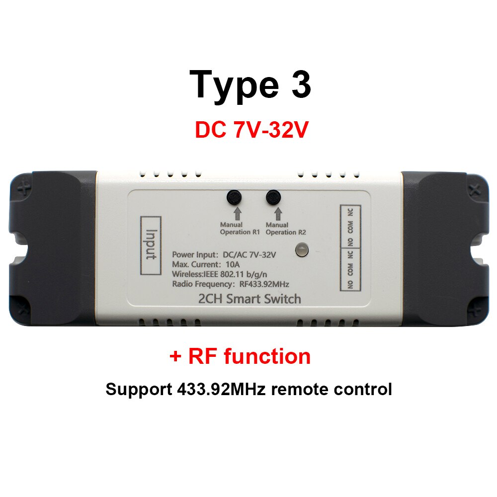 eWelink 250V WiFi Smart Garage Door Controller Switch 433MHz RF Door Opener Compatible Alexa Echo Google Home No Hub Require: 2ch DC7-32V RF433