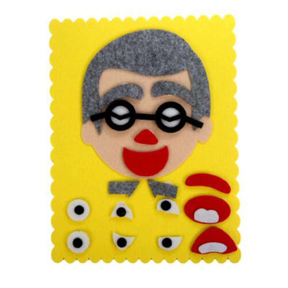 Diy Emotie Veranderen Puzzel Speelgoed Gezichtsuitdrukking Grappige Humor Non-woven Kinderen Handgemaakte Gezichtsuitdrukkingen Stickers: E