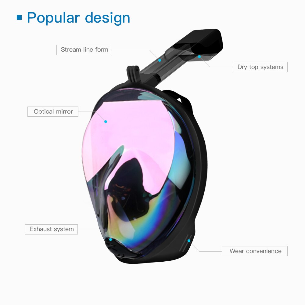 Diving Mask Underwater Anti fog panoramic Fold Electroplate Full Face Snorkel Mask Swimming Mask Snorkeling Mask Scuba Glasses