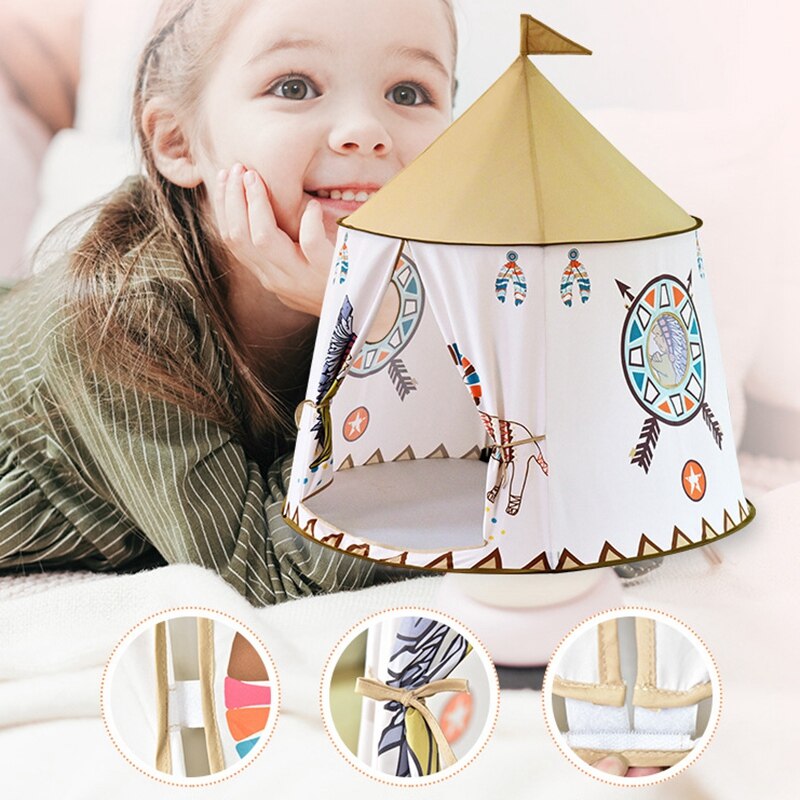 Kids Tent Outdoor Portable Princess Castle Hang Flag Children Teepee Tent Playhouse Indoor Birthday Christmas: Default Title