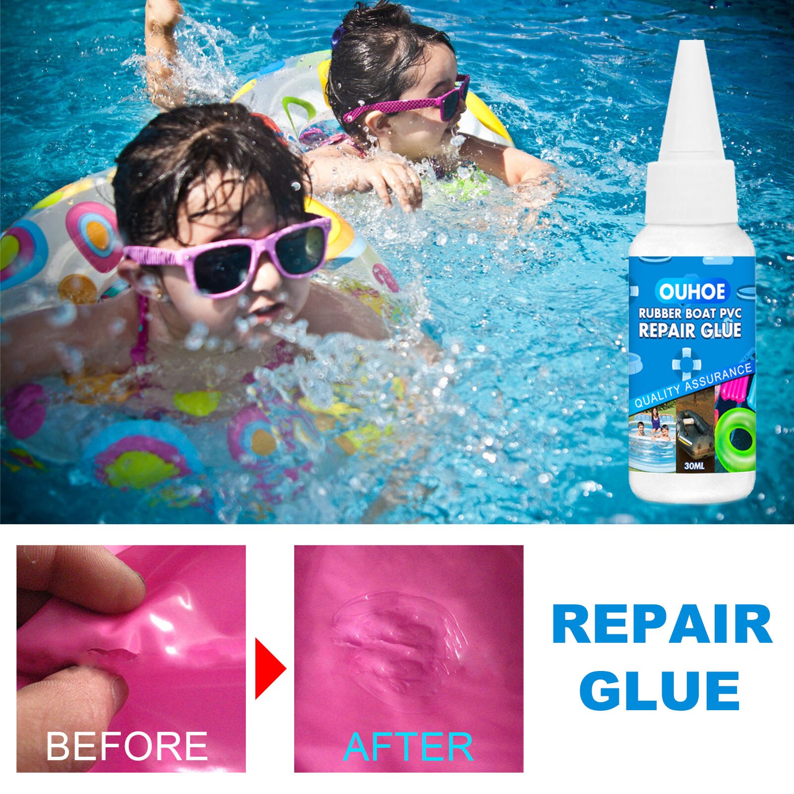 Inflatable Boat Adhesive Waterproof PVC Repair Glue For Inflatable Pool Toy Repair Tears And Pinholes Inyl Repair Adhesive
