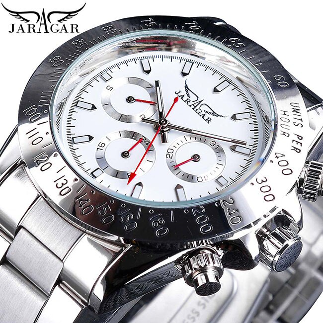 Jaragar Montre Homme Mens Watches Automatic Golden Stainless Steel Date Sports Mechanical Wristwatch Clock Relogio: GMT970-3