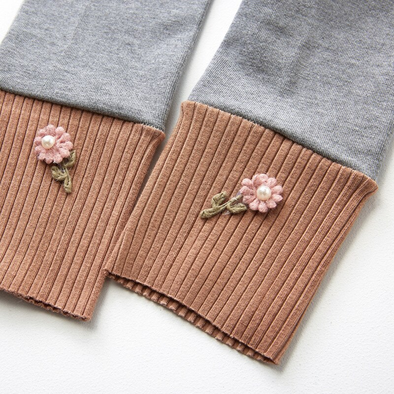 Forår piger leggings koreanske blomster kontrastfarve børns leggings ben bukser pigebukser