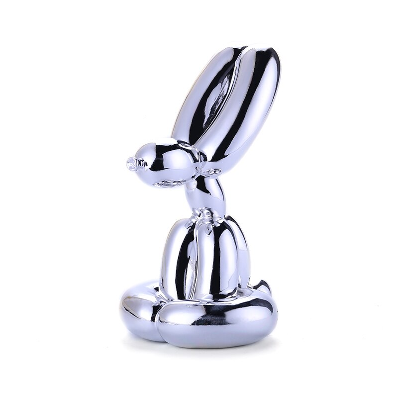 ABSTRACTION nordique décoration animale JEFF KOONS ballon lapin série résine artisanat décoration de la maison SCULPTURE: Silver / 17 cm high