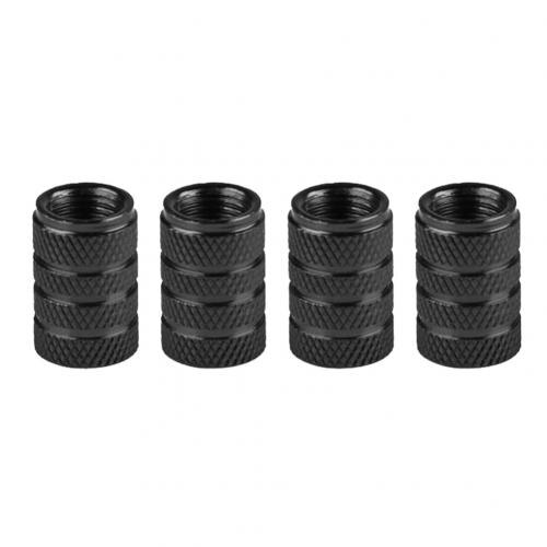 Tapón de válvula de presión de aire de neumático de rueda de coche de aleación de aluminio 4 Uds tapa de polvo: Black