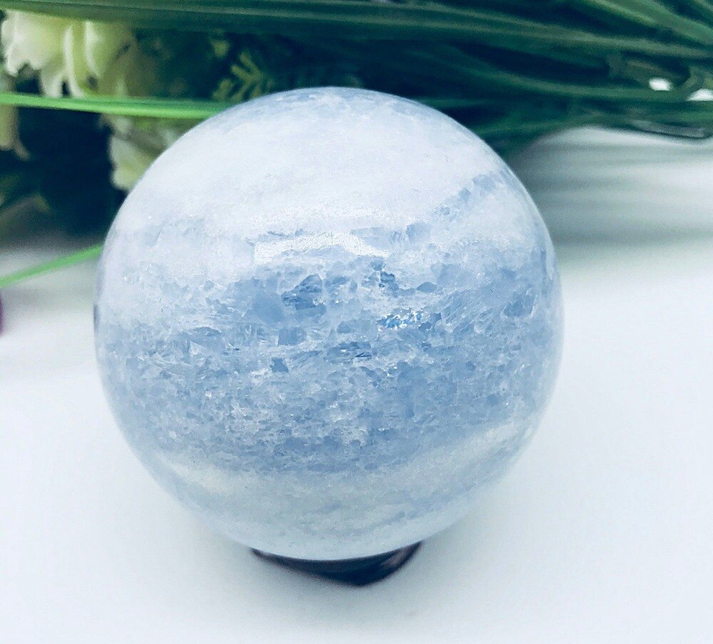 3-10cm naturlige krystal blå celestite krystal kugle kugle healing+stand