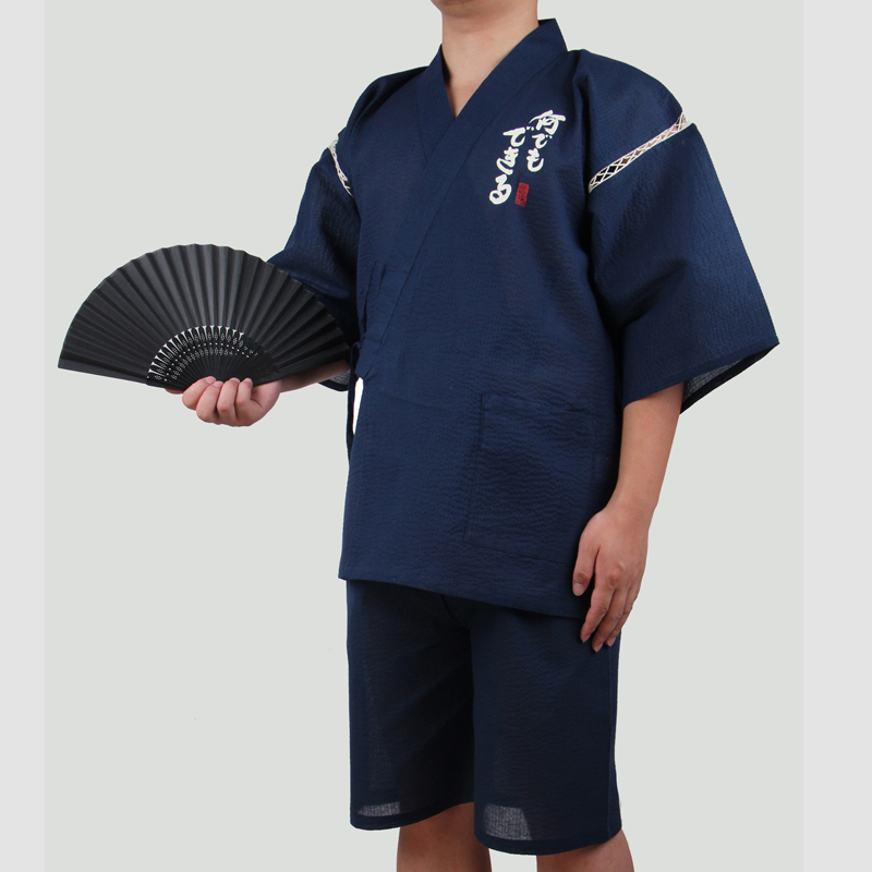 männer 95% Baumwolle Yukata Kimono Anzug Männer Japan Traditionellen Atmungsaktive Pyjama einstellen Sommer Bademantel mit kurze Hose A52505: 4 / XL