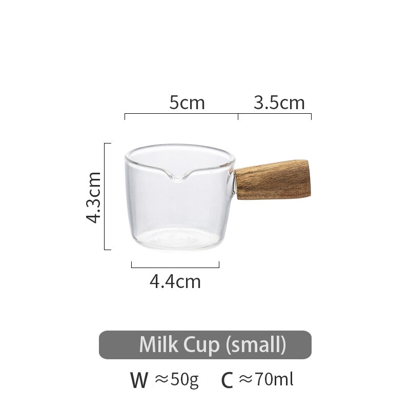 Glas Mini Melk Cup Met Houten Handvat Japanse Melk Opschuimen Kannen Koffie Suiker Melk Pot Wees Mond Keuken Koffie Levert: small