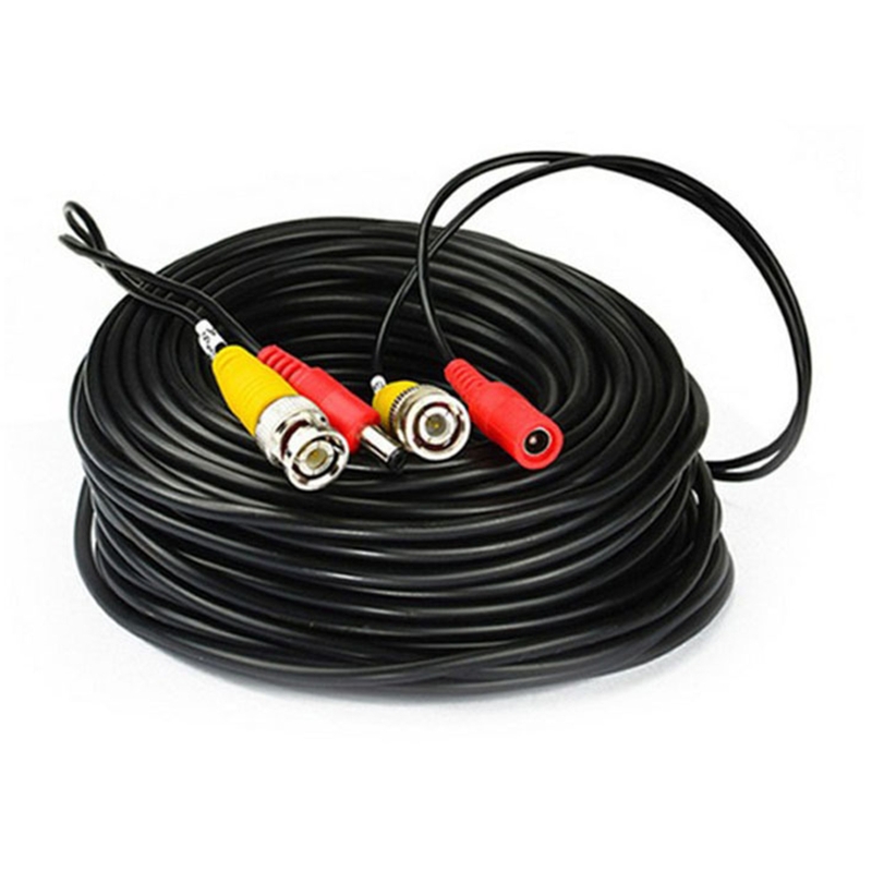 CCTV Security Camera Cable CCTV Video Power Wire BNC for DC Cord DVR Black: black