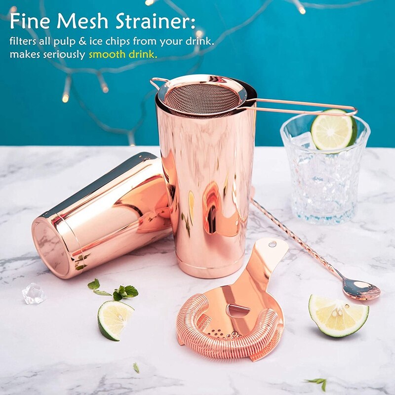 Premium Cocktail Shaker Bar Gereedschap Set(11 Stuks) Rvs Barman Kit, Met Alle Bar Accessoires, cocktail Zeef