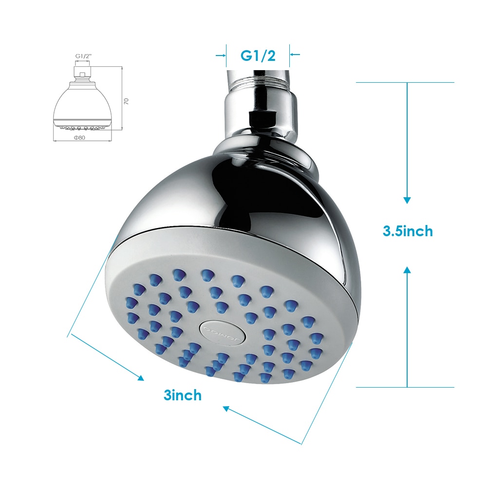 Jomoo Badkamer Douchekop, 3.5Inch Hoge Druk Neerslag Vaste Douchekop Met Swivel Messing Kogelgewricht, Chrome