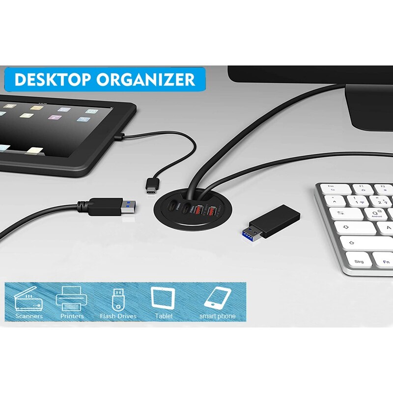 AU42 -USB 3,0 Hub Dual TYP A Dual TYP C vier Häfen BC 1,2 Schnelle USB Hub Unterstützung Heißer stecker Unterstützung Fenster und Mac
