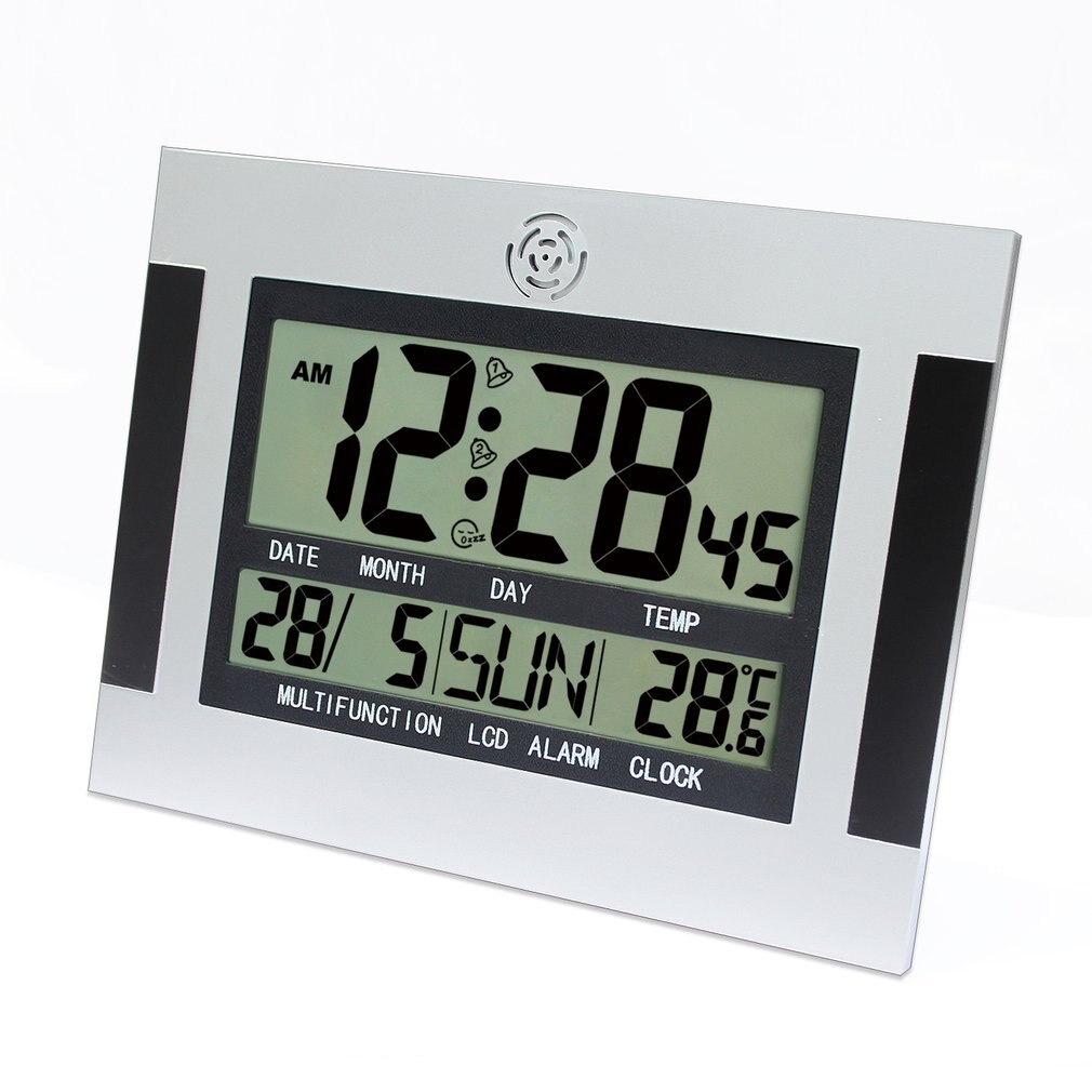 Digitale Bureau Muur Wekker met Thermometer en Kalender Multifunctionele Stille LCD Digitale Groot Scherm Elektronische Wekker