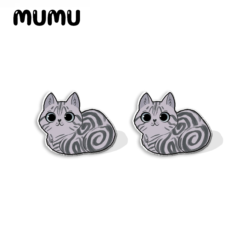 Pendientes con pasador acrílico de gato Angora turco, pendientes hechos a mano de gatos siameses, joyería epoxi de resina, para amigos, novedad de 2023: Color amarillo claro