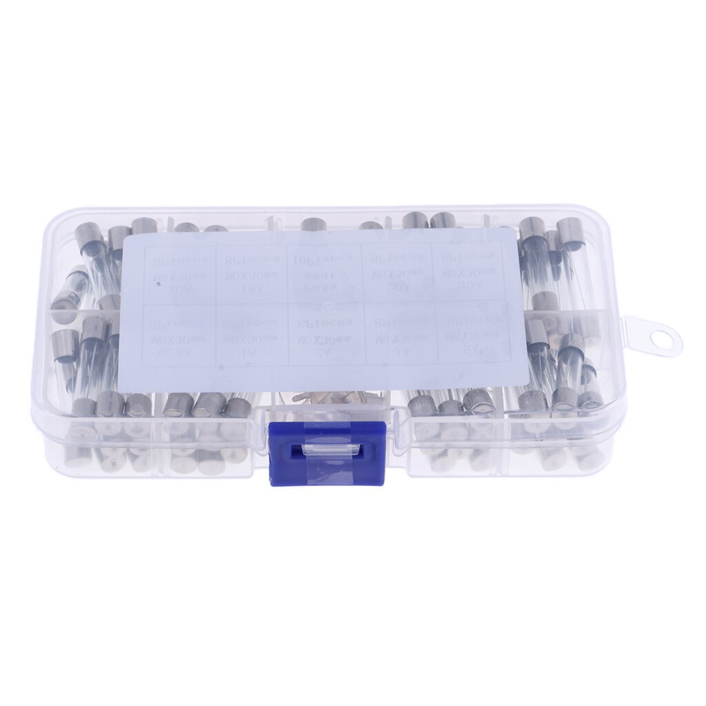 72- pack 6 x 30mm 0.5a-30a snelblazende glazen buiszekeringen kits voor elektronica zekering diverse kits doe-het-zelf snelblazende glazen buis