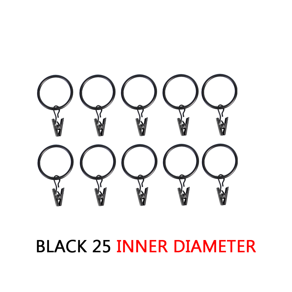 Metal Curtain Rings Clip Drapery Hanger Hooks for Hanging Hat Photo Home Bedroom Bathroom Decorative Shower Curtain Rod Clips: Red / 103-190cm