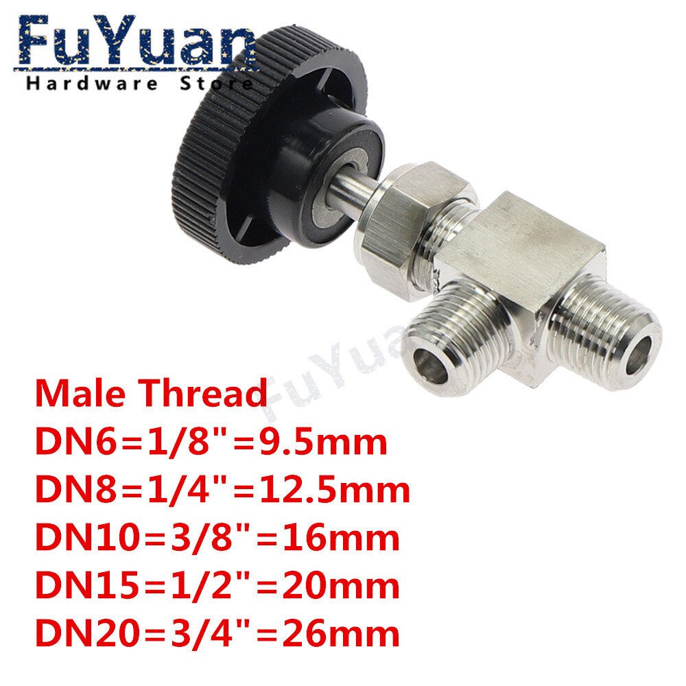 Right Angle 90 Degrees 1/4" NPT Male thread Stainless Steel 304 Flow Control Shut Off Crane Needle Valve