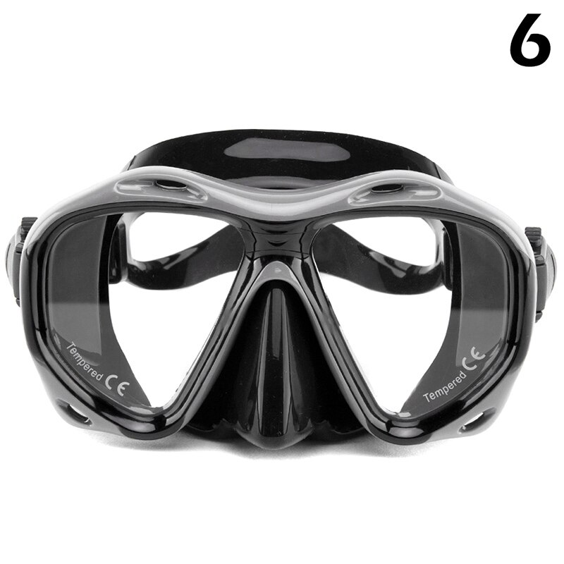 Adult Swimming Goggles Tempered Glass Wide View Anti-fog Snorkel Mask XR: 6