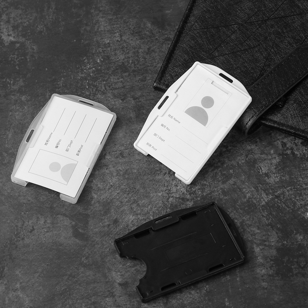 Plastic Unisex Badge Work ID Card Holder Durable Protector Cover Case Transparent White Box