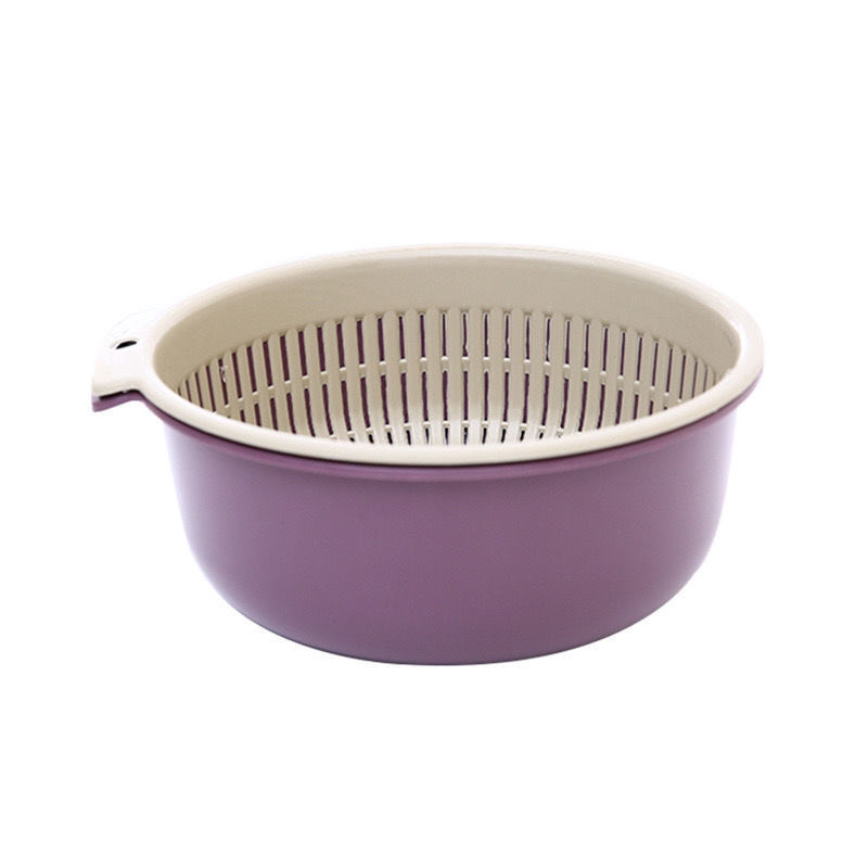 2 Stks/set Afvoer Mand Duurzaam Groente Zeef Arbeidsbesparende Met Handvat 2 In 1 Groente Zeef Vergiet Kom Voor keuken: Purple / S