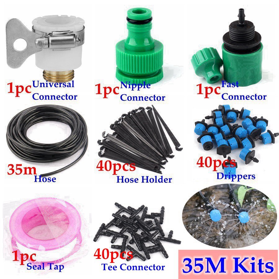 5 ~ 40M Tuin Besproeiing Kits Micro Irrigatiesysteem DIY Micro Drip Irrigatie Kits Met Blauw Verstelbare Drippers: 35m Kits